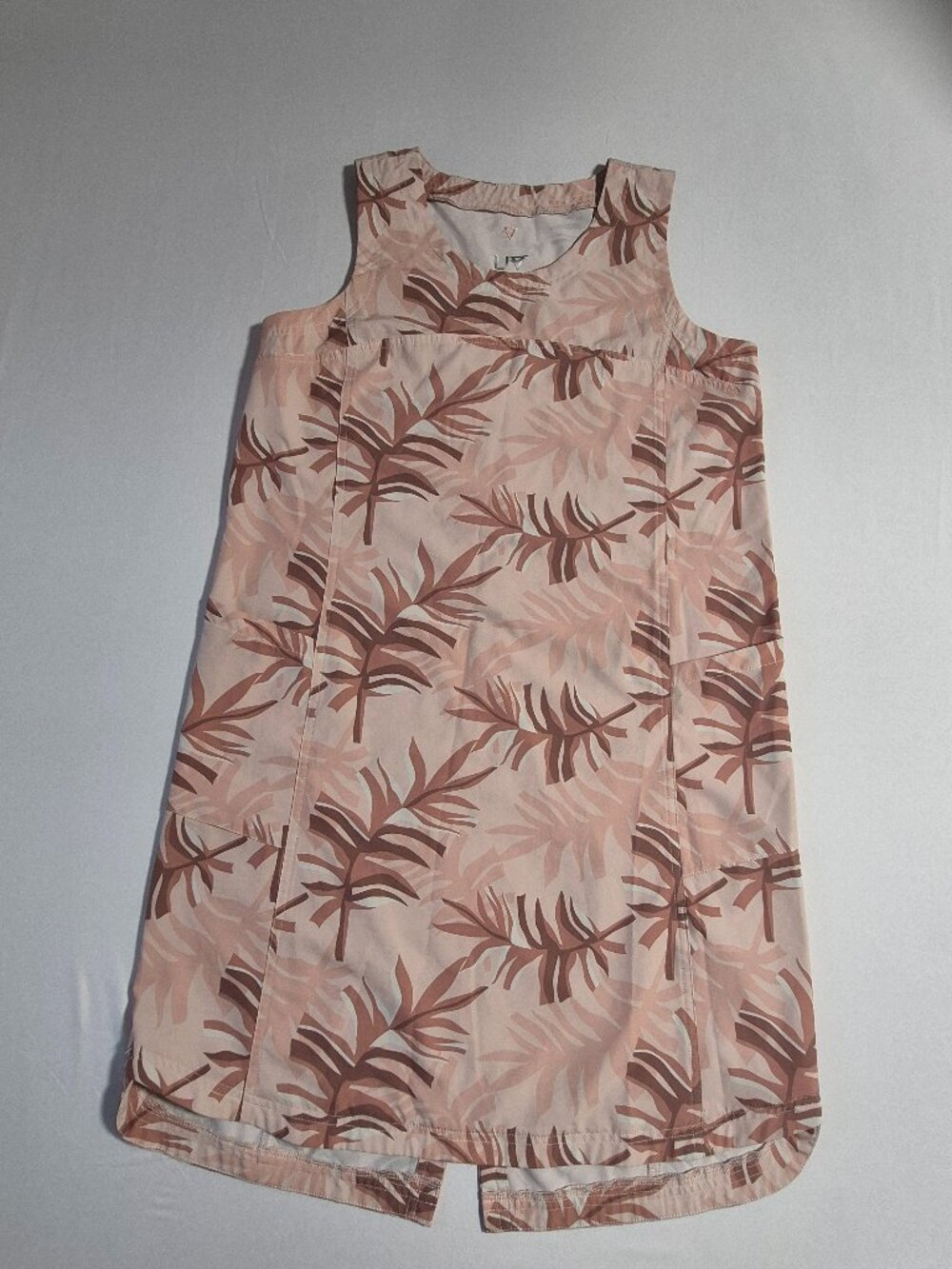 LIV Outdoor Life Integrity Earth Muted Dusty Pink Palm Shift Dress Sleeveless M